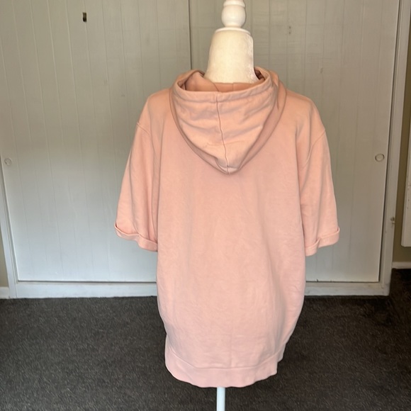 🩰ZARA French Terry Hoodie Elbow length sleeves soft pink size large - Picture 3 of 8